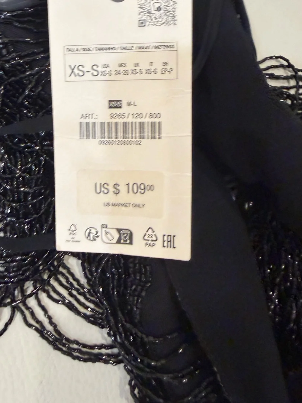 Zara Black Beaded Fringe Camisole